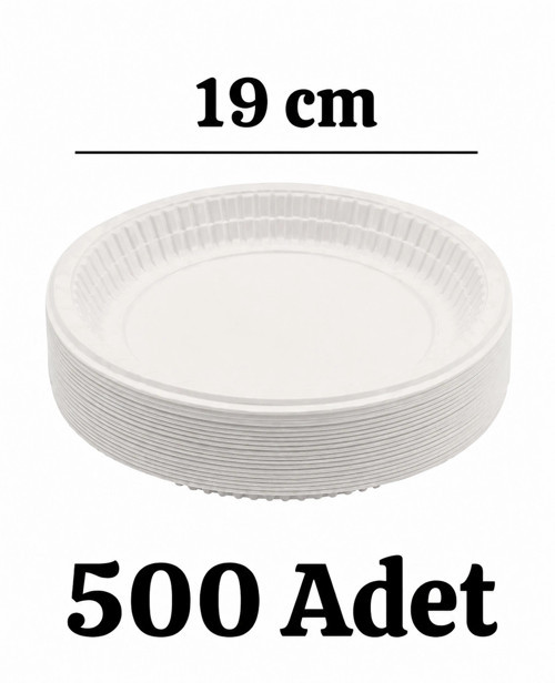Plastik Tabak Kullan At Tabak 500'lü 19 Cm Beyaz Plastik Tabak