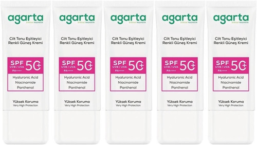 Cilt Tonu Eşitleyici Renkli Kapatıcı Etkili Spf+50 Faktör Güneş Kremi 50 ML (5 Li Set)