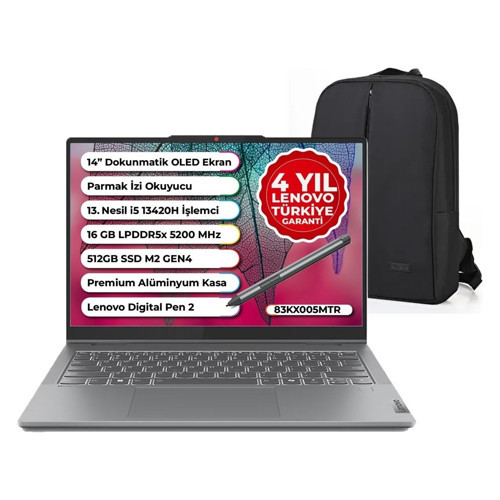 Ideapad 5 Slim 2 In 1 Intel Core I5-13420H 16GB 512GB SSD Windows 11 Pro 14" Wuxga OLED 83KX005MTR Taşınabilir Bilgisaya