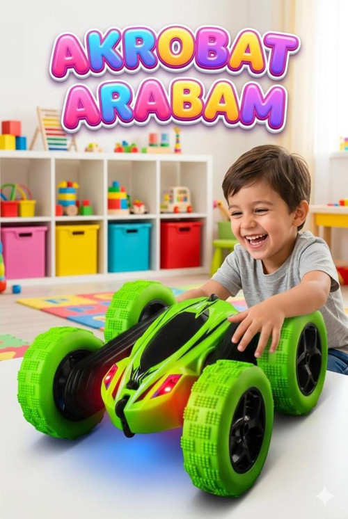 Uzaktan Kumandalı 5 Fonksiyonlu Işıklı Şarjlı 360 Derece Dönebilen Oyuncak Akrobat Araba