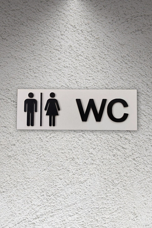 Dekoratif Ahşap 2D Kabartma Figürlü WC Tabelası - Rebap