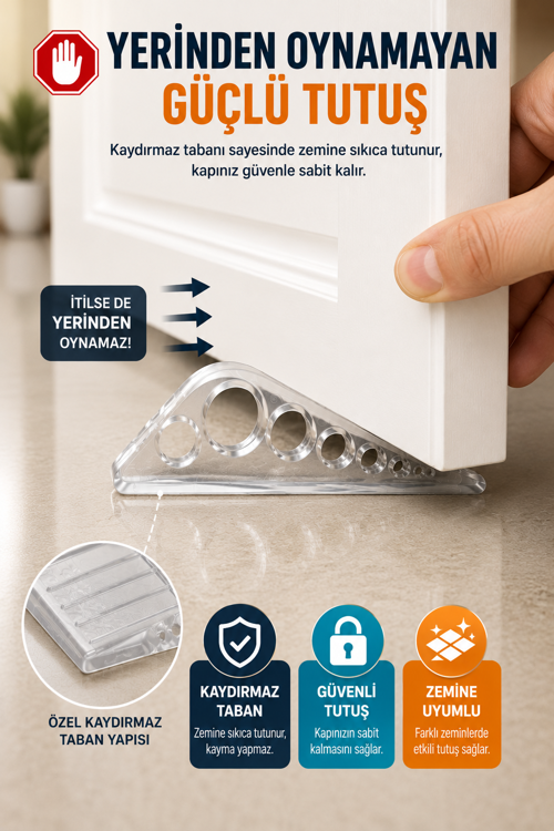 2 Adet Şeffaf Silikon Kapı Altı Stoperi Kaydırmaz Kapı Durdurucu 12 cm Kapı Sabitleyici