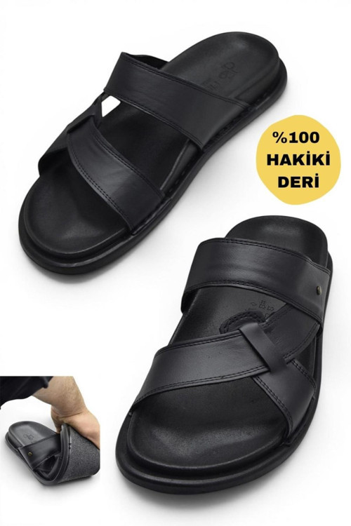 312 TAM ORTOPEDİK Günlük Hakiki Deri Erkek Terlik Hakiki Deri Günlük Erkek Terlik