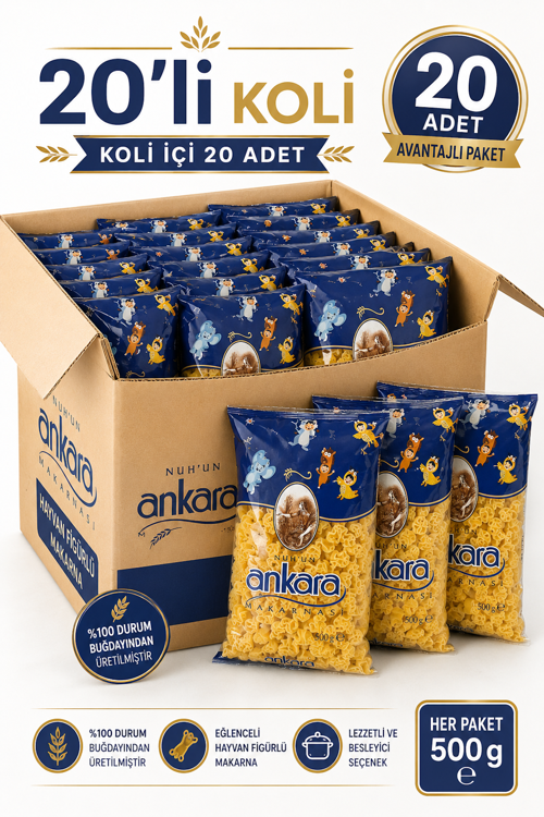 Hayvan Figürlü Makarna 500 gr x 20 Adet