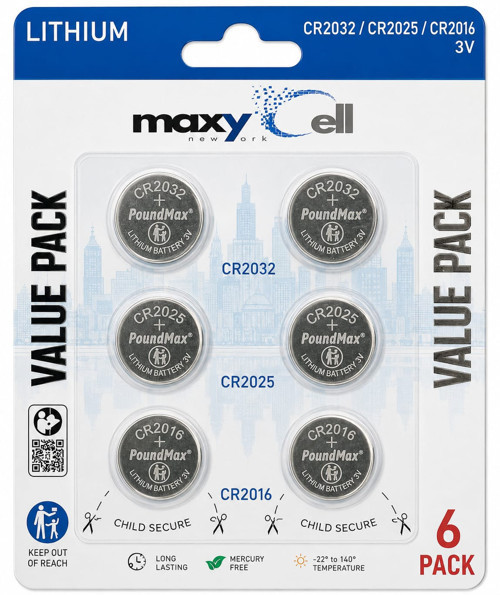 MaxyCell 6 Adet(2+2+2) Karışık CR2032 CR2025 CR2016 3 V Lityum Düğme Pil