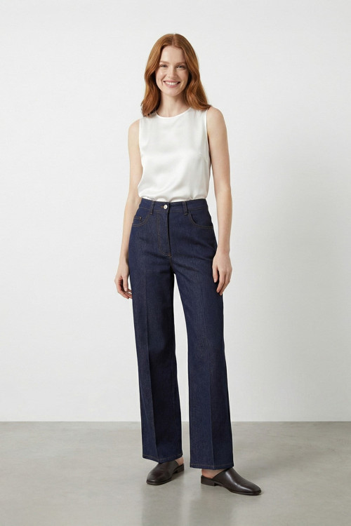 Kadın Yüksek Bel Esnek Dokuma Pantolon - 32481PNT - NAVY