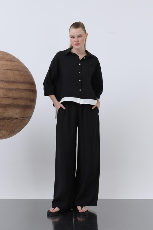 Kadın Bel Lastikli Pantolon - 32206PNT - BLACK