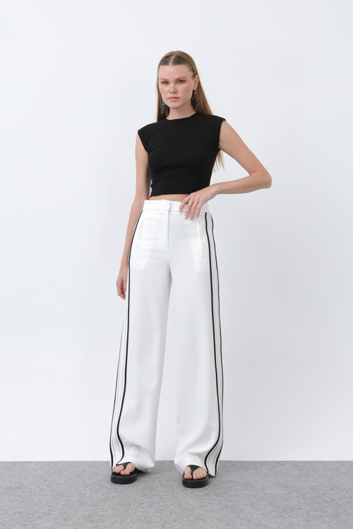 Kadın Yandan Biyeli Pantolon -32228PNT - ECRU