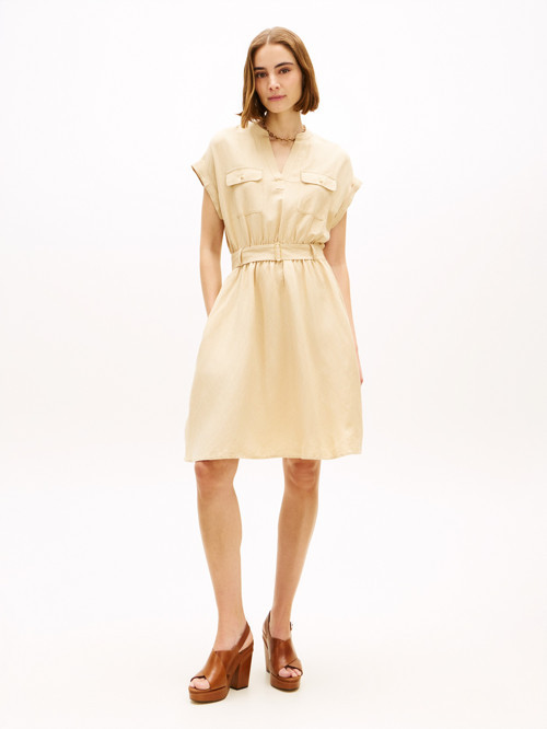 VIS/LINEN BELTED KNE