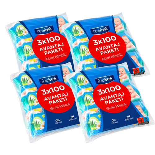 Islak Mendil 3x100 lü x 4 Adet (1200 Yaprak)