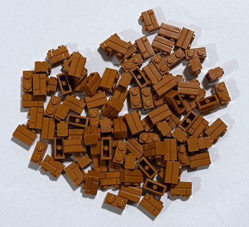 100 Adet 1x2 Modifiyeli Duvar Parçası Koyu Turuncu (Dark Orange) 98283