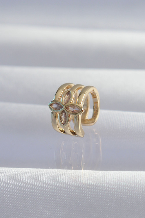 Pirinç Gold Renk Yonca Earcuff Küpe - Lisinya