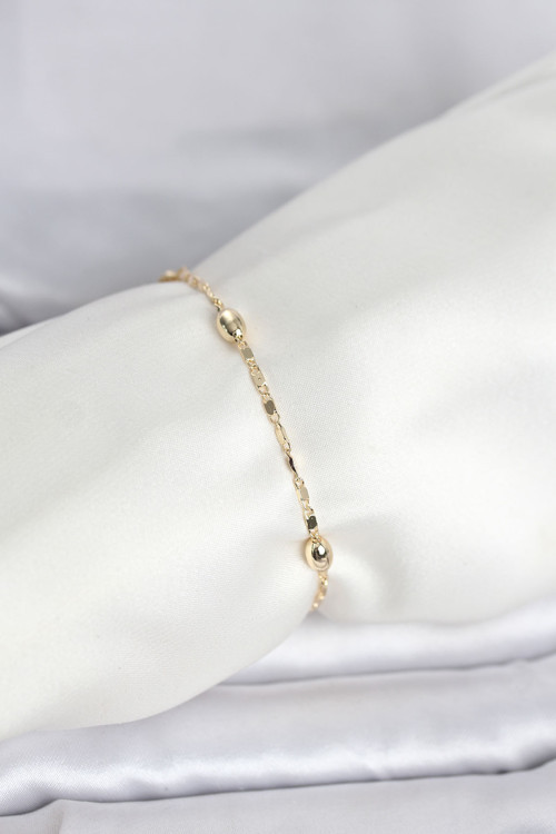 Cm 14K Gold Renk Damla Topçuk Model Kadın Bileklik - Lisinya