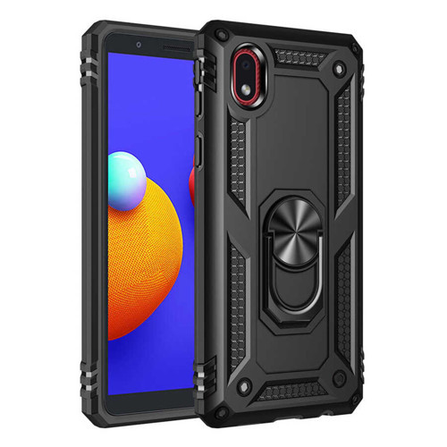 Galaxy A01 Core Kılıf Sofya Yüzüklü Silikon Kapak - Siyah