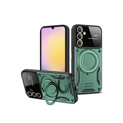 Galaxy A14 4G Kılıf Joy Lens Standlı Kapak - Koyu Yeşil