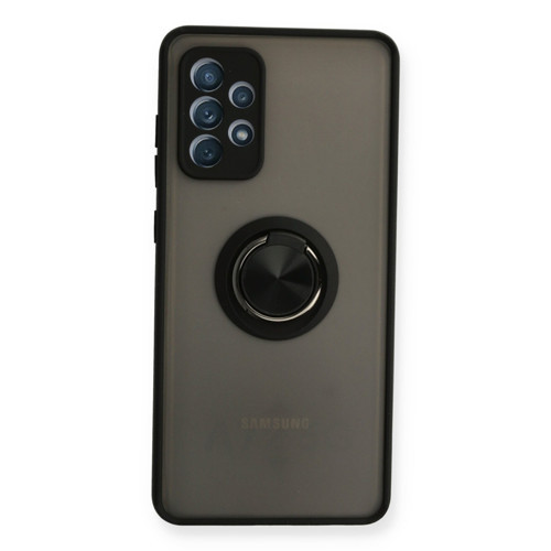 Galaxy A72 Kılıf Montreal Yüzüklü Silikon Kapak - Siyah