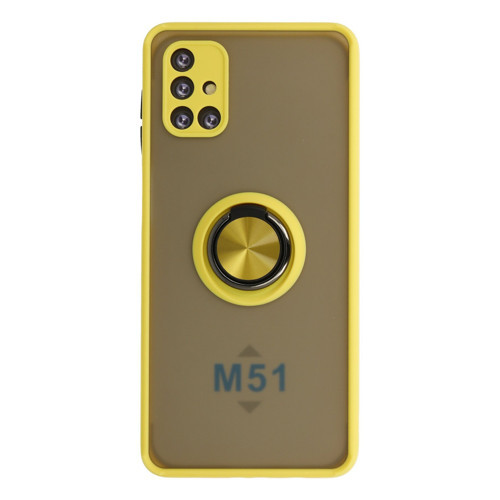 Galaxy M51 Kılıf Montreal Yüzüklü Silikon Kapak - Sarı