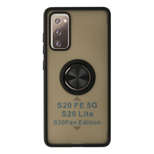 Galaxy S20 Fe Kılıf Montreal Yüzüklü Silikon Kapak - Siyah