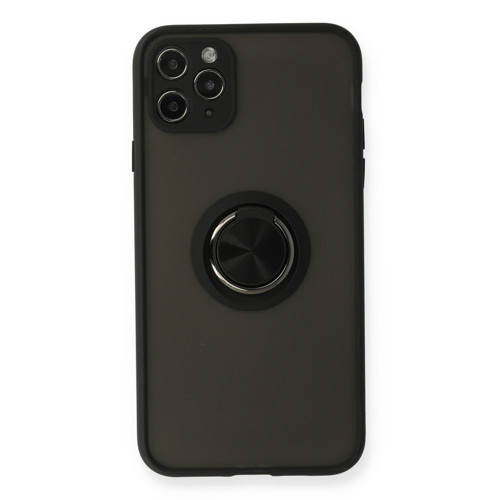 Iphone 11 Kılıf Montreal Yüzüklü Silikon Kapak - Siyah