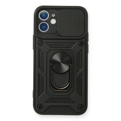 Iphone 11 Kılıf Pars Lens Yüzüklü Silikon - Siyah