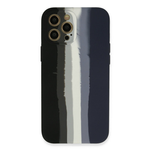 Iphone 12 Kılıf Ebruli Lansman Silikon - Siyah-Lacivert
