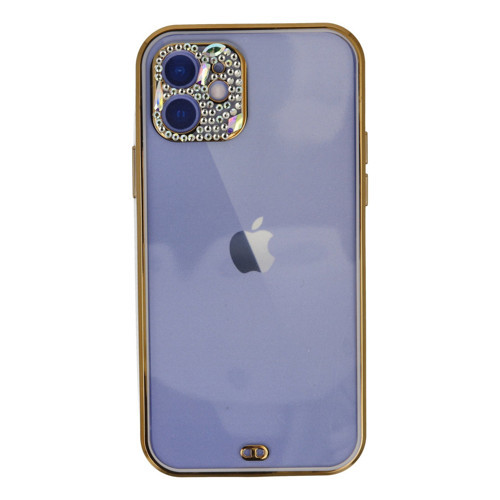 Iphone 12 Kılıf Liva Taşlı Silikon - Mor