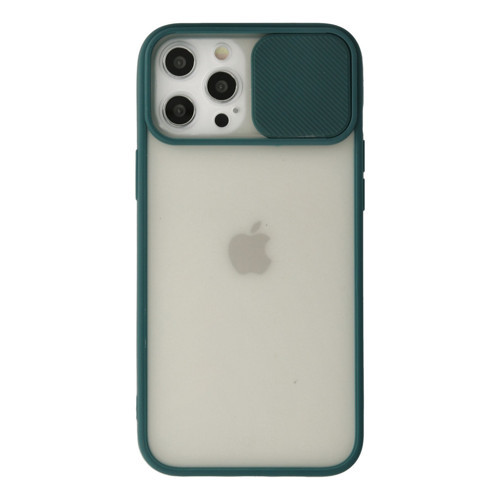 Iphone 12 Kılıf Palm Buzlu Kamera Sürgülü Silikon - Yeşil