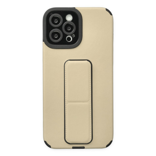 Iphone 12 Kılıf Mega Standlı Silikon - Gold