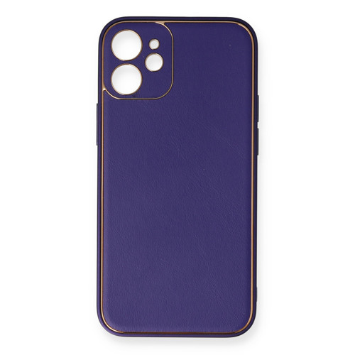 Iphone 12 Mini Kılıf Coco Deri Silikon Kapak - Mor