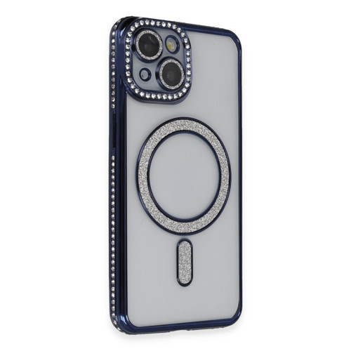 Iphone 13 Kılıf Joke Simli Magneticsafe Kılıf - Lacivert