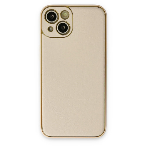Iphone 14 Kılıf Coco Deri Silikon Kapak - Gold