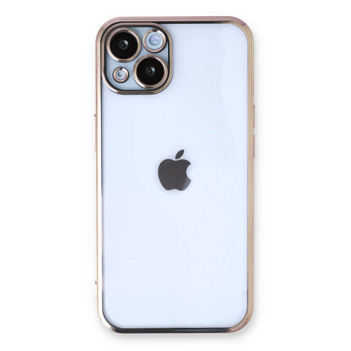 Iphone 14 Kılıf Lensli Silikon - Gold