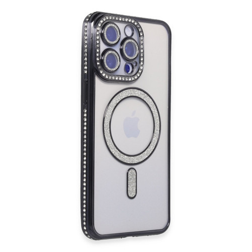 Iphone 14 Kılıf Joke Simli Magneticsafe Kılıf - Siyah