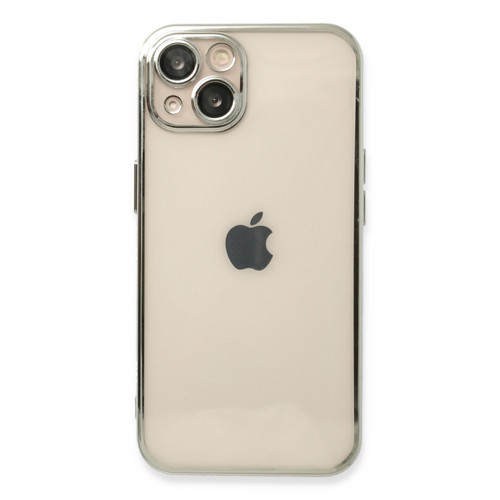 Iphone 14 Kılıf Lensli Silikon - Gümüş