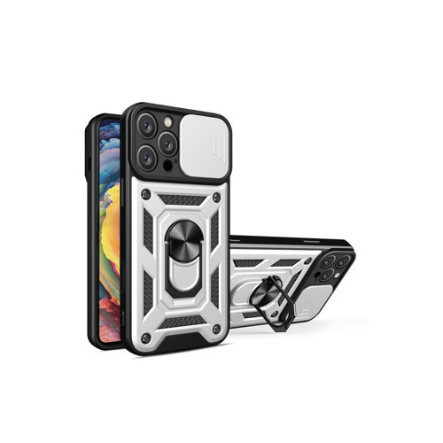 Iphone 16 Kılıf Pars Lens Yüzüklü Silikon - Gümüş