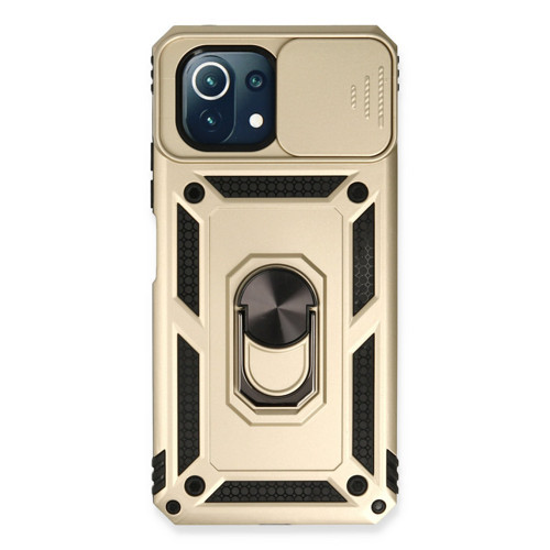 Mi̇ 11 Lite Kılıf Pars Lens Yüzüklü Silikon - Gold