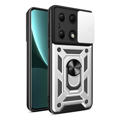 Poco M6 4G Kılıf Pars Lens Yüzüklü Silikon - Gümüş