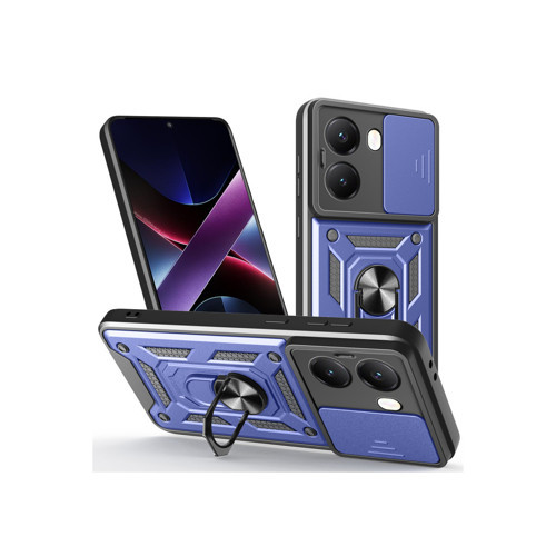 Poco X7 Kılıf Pars Lens Yüzüklü Silikon - Lacivert