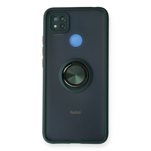 Redmi 9C Kılıf Montreal Yüzüklü Silikon Kapak - Yeşil