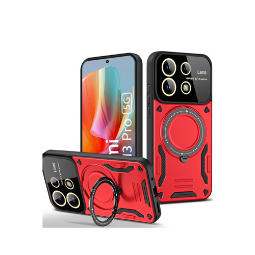 Redmi Note 13 5G Kılıf Joy Lens Standlı Kapak - Kırmızı
