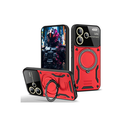 Redmi Note 13 Joy Lens Standlı Kapak - Kırmızı