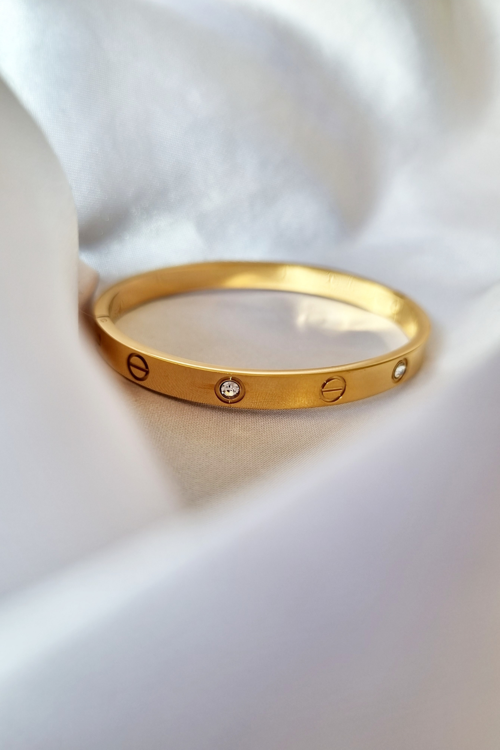 Kadın Yüksek Kalite Çelik Zirkon Taşlı Kelepçe Bileklik