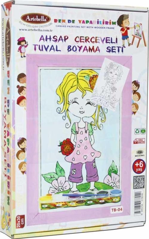 04 I Eğitici Ahşap Çerçeveli Tuval Boyama Seti + 6 Yaş 20x30 cm