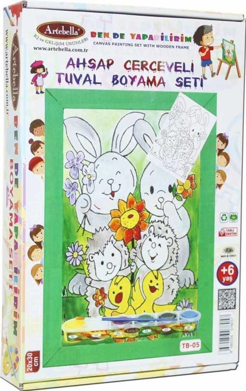 05 I Eğitici Ahşap Çerçeveli Tuval Boyama Seti + 6 Yaş 20x30 cm