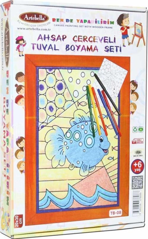 08 I Ahşap Çerçeveli Mandala Tuval Boyama Seti + 6 Yaş 20x30 cm