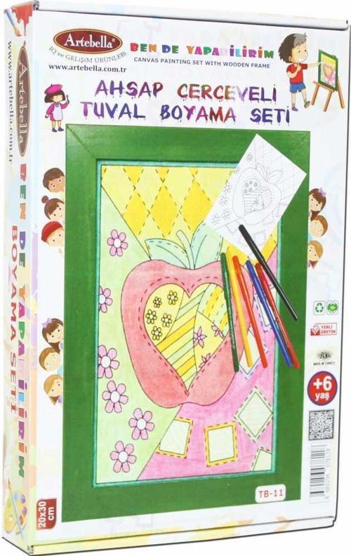 11 I Ahşap Çerçeveli Mandala Tuval Boyama Seti + 6 Yaş 20x30 cm