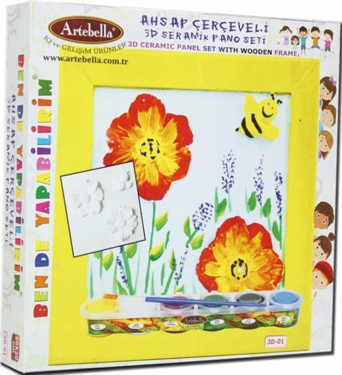 01 I Çocuk Ahşap Çerçeveli 3D Seramik Pano Boyama Seti