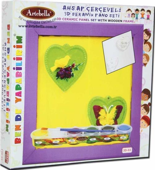 03 I Çocuk Ahşap Çerçeveli 3D Seramik Pano Boyama Seti