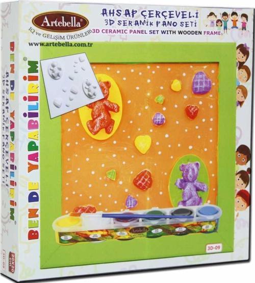 09 I Çocuk Ahşap Çerçeveli 3D Seramik Pano Boyama Seti