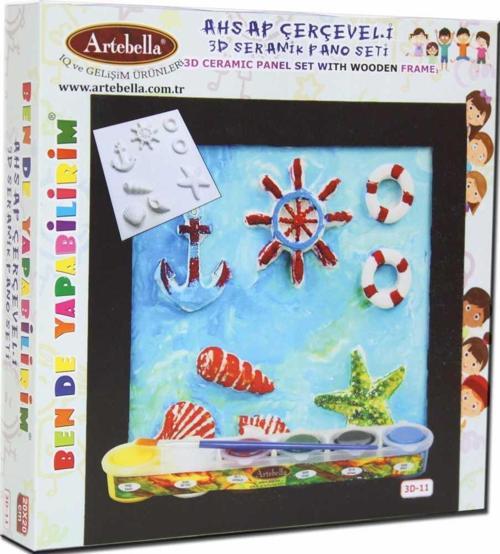 11 I Çocuk Ahşap Çerçeveli 3D Seramik Pano Boyama Seti